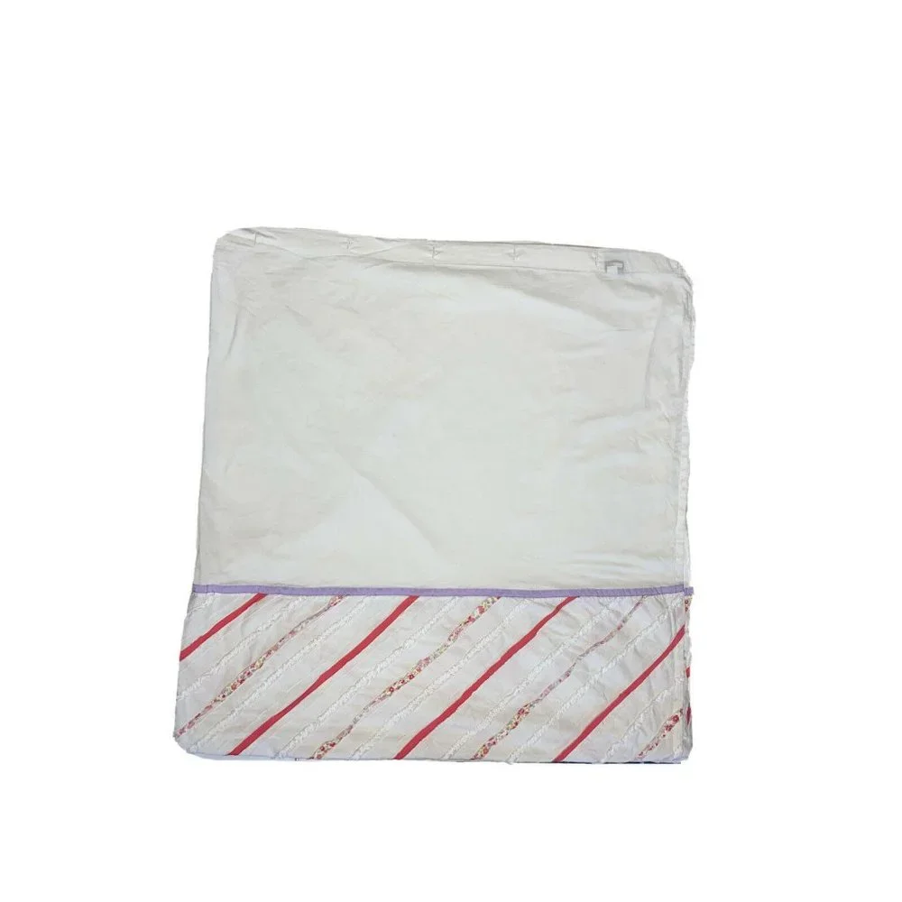 Croft & Barrow Designer Cotton Shower Curtain White Pink Purple Ruffle Fabric 72